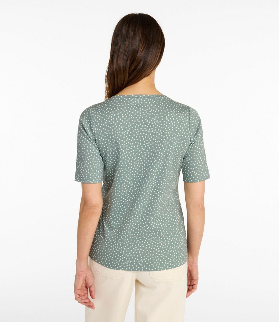 Women's Jewelneck Tee, Elbow-Sleeve Print