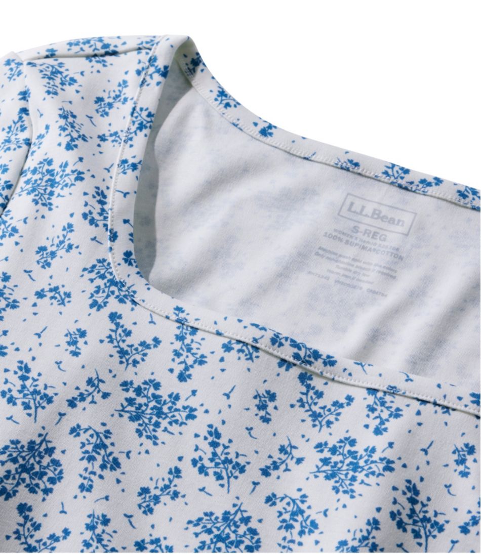 Women's Pima Cotton Tee, Soft Squareneck Elbow-Sleeve