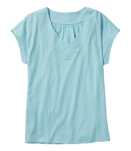 Women's Organic Cotton Tee, V-Neck Cap-Sleeve
