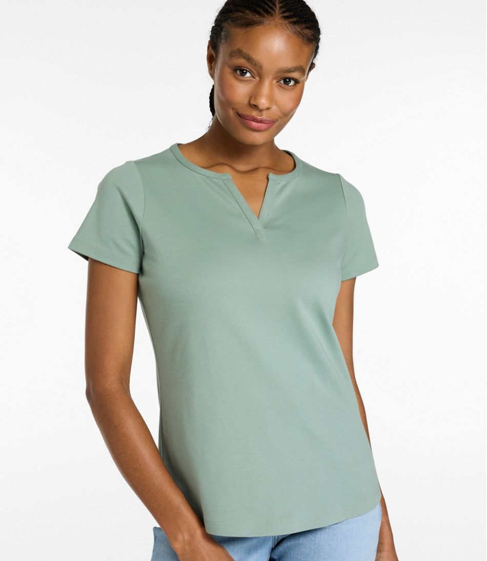 Women's Tee, Short-Sleeve Notch-Neck