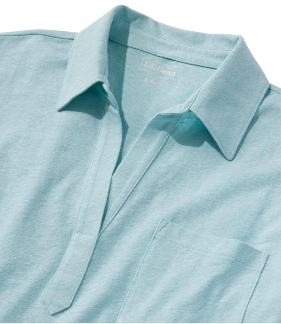 Women's Linen/Cotton Tee, Three-Quarter-Sleeve Splitneck Polo