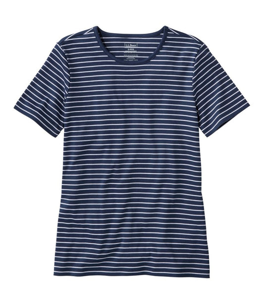 Women's Pima Cotton Tee, Short-Sleeve Crewneck Stripe