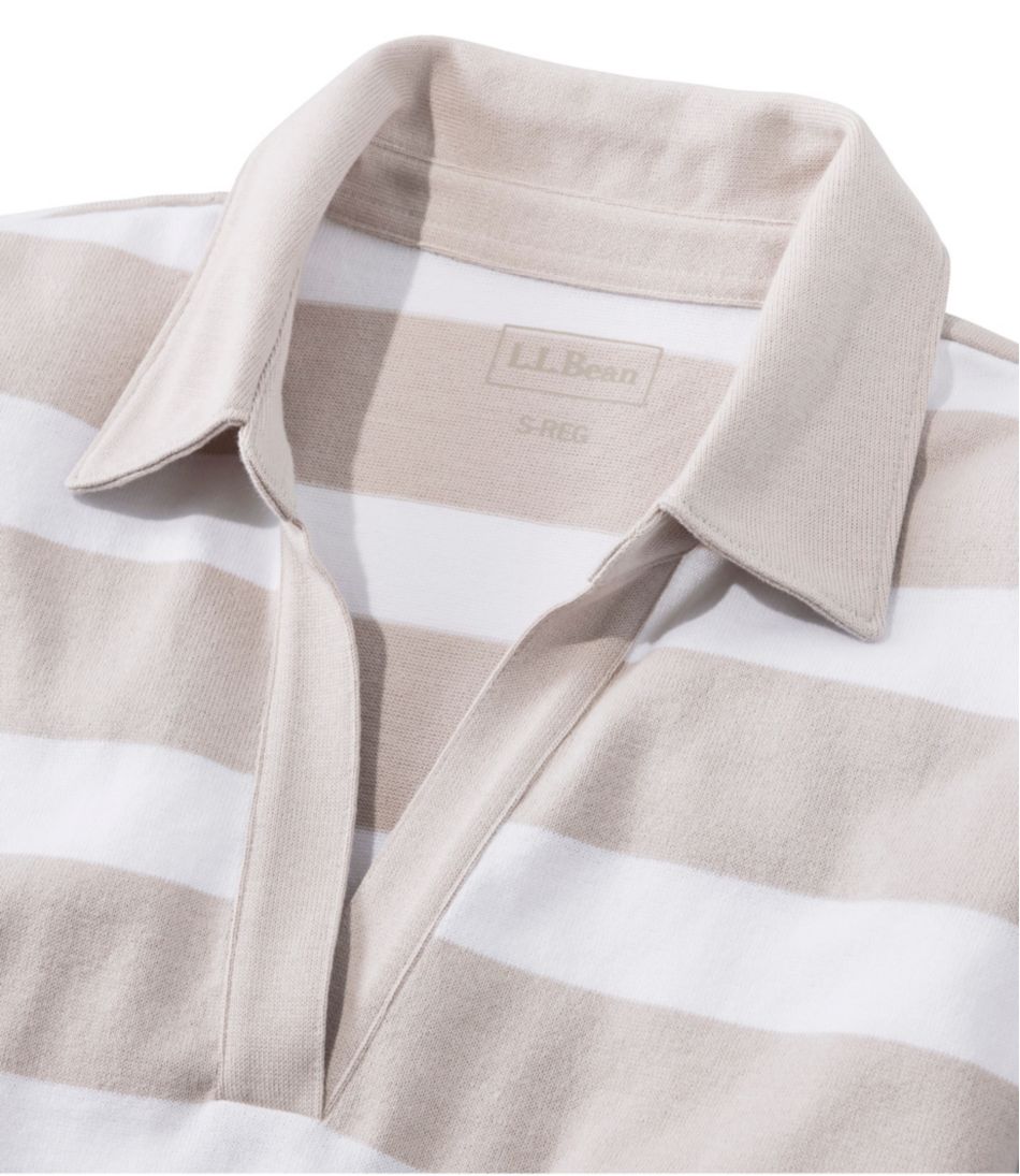 Women's Heritage Mariner Top, Splitneck Polo Three-Quarter-Sleeve, Block Stripe