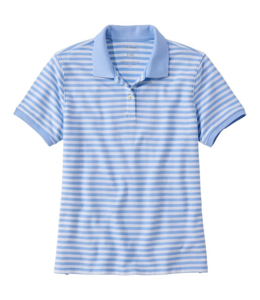 Women's Premium Double L Polo, Short-Sleeve Relaxed Fit Stripe