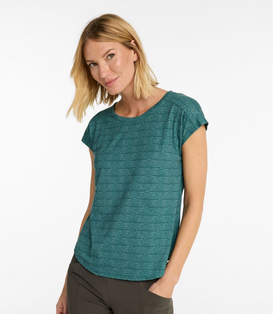 Women's Streamside Tee, Short-Sleeve Ruched Crew Print
