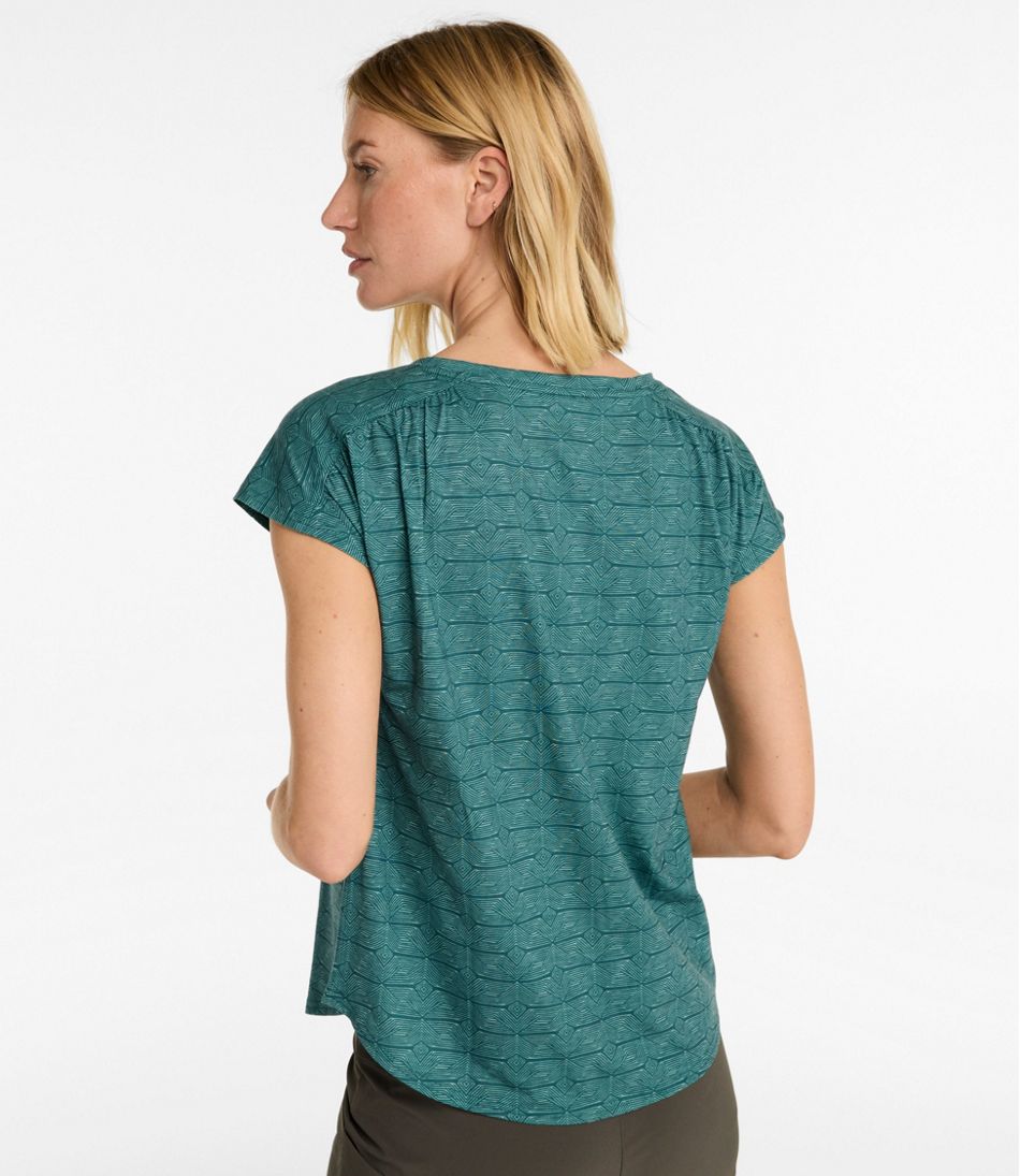 Women's Streamside Tee, Short-Sleeve Ruched Crew Print