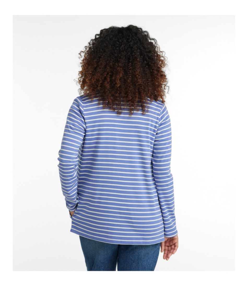 Women's Pima Cotton Open Cardigan, With Pockets Stripe