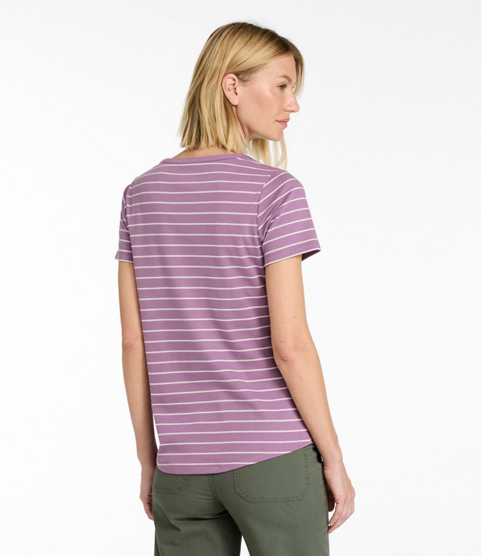 Women's Tee, Short-Sleeve Notch-Neck Stripe