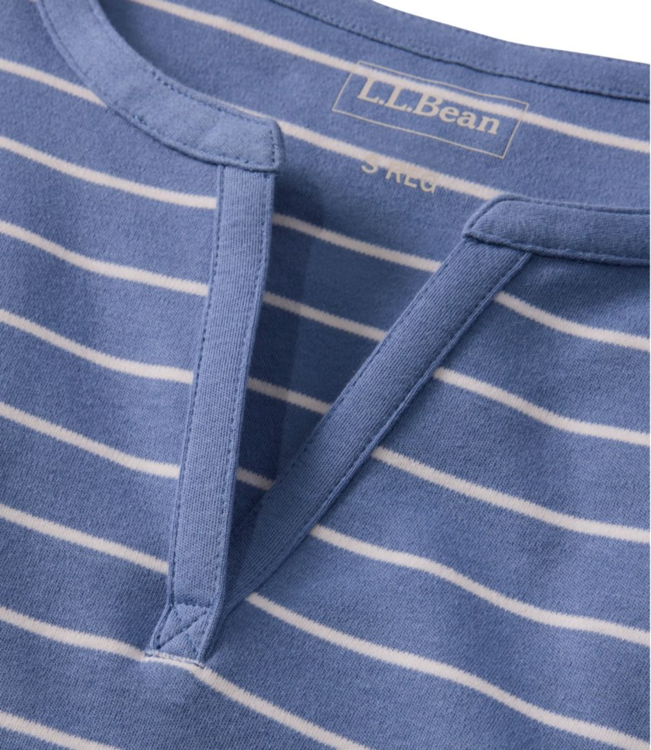Women's Tee, Short-Sleeve Notch-Neck Stripe