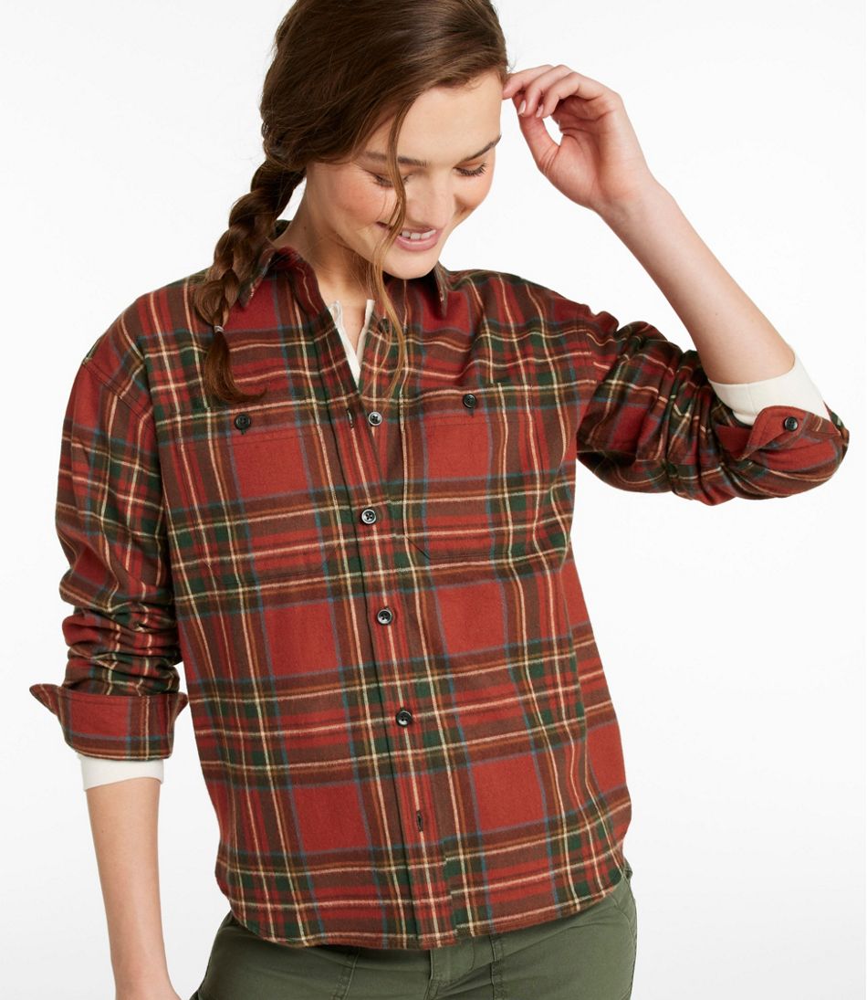 Women's Scotch Plaid Flannel Shirt, Boyfriend