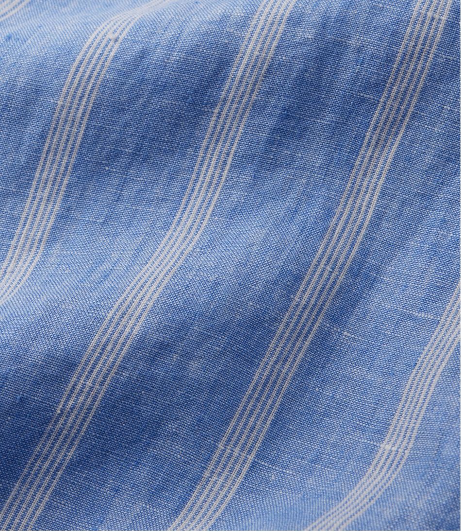 Women's Premium Washable Linen Shirt, Splitneck Stripe