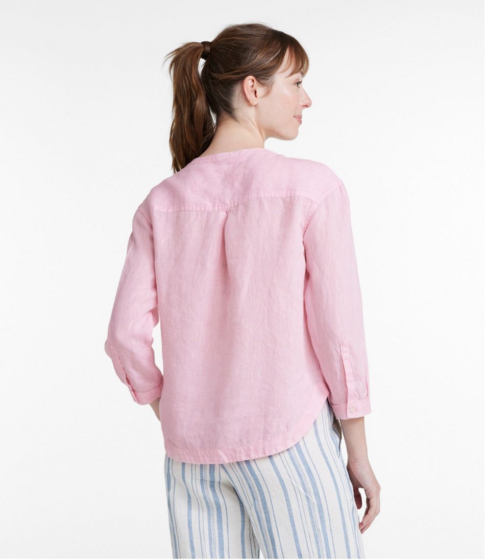Women's Premium Washable Linen Shirt, Splitneck