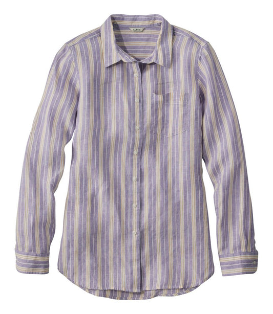 Women's Premium Washable Linen Shirt, Tunic Stripe