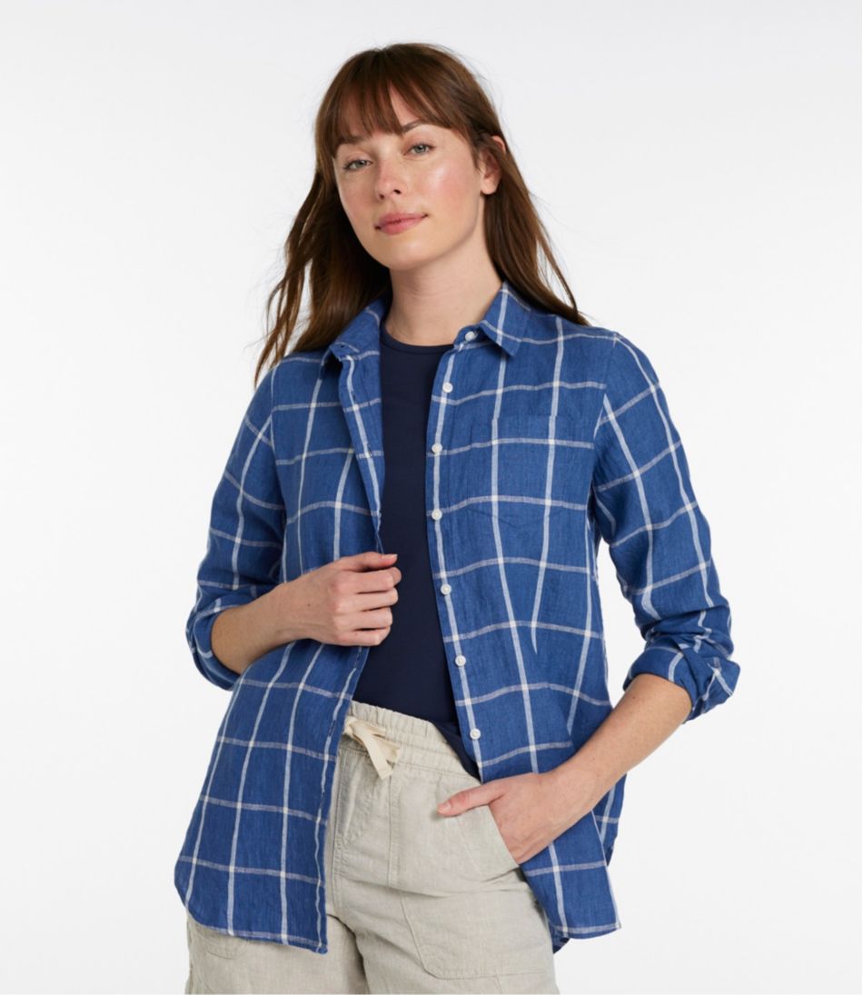 Women's Premium Washable Linen Shirt, Tunic Stripe