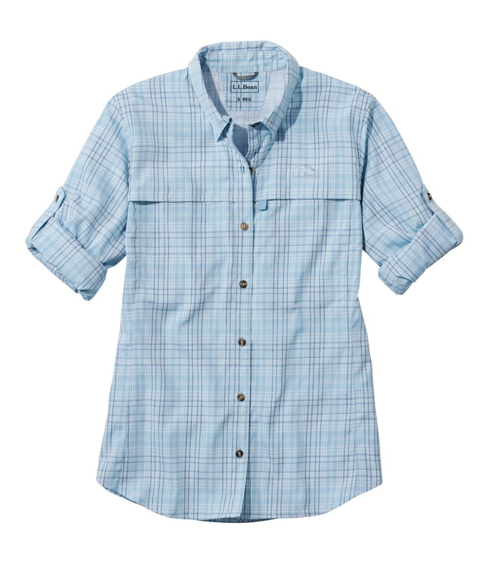 Women's Tropicwear Shirt, Plaid Long-Sleeve