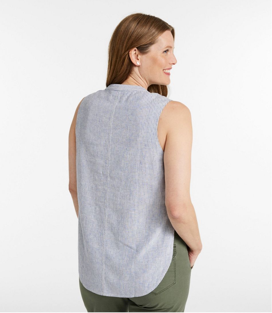 Women's Signature Linen-Blend Button-Front Shirt, Sleeveless