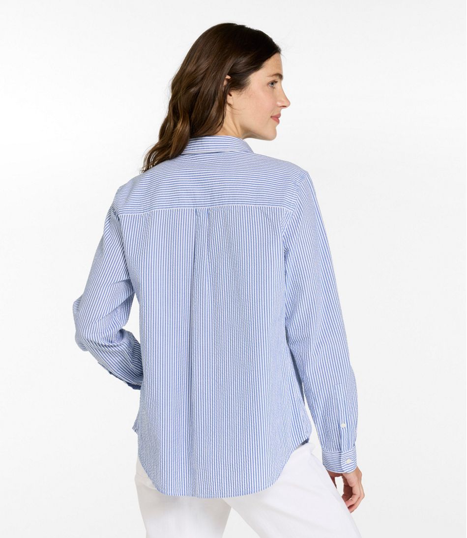 Women's Vacationland Seersucker Shirt, Long-Sleeve