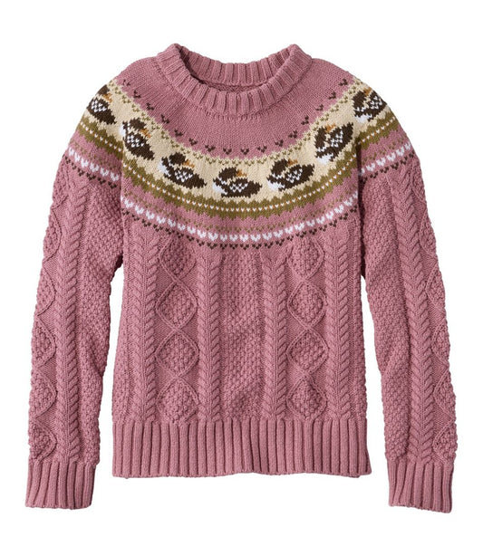 Women's Signature Cotton Fisherman Sweater, Crewneck Novelty