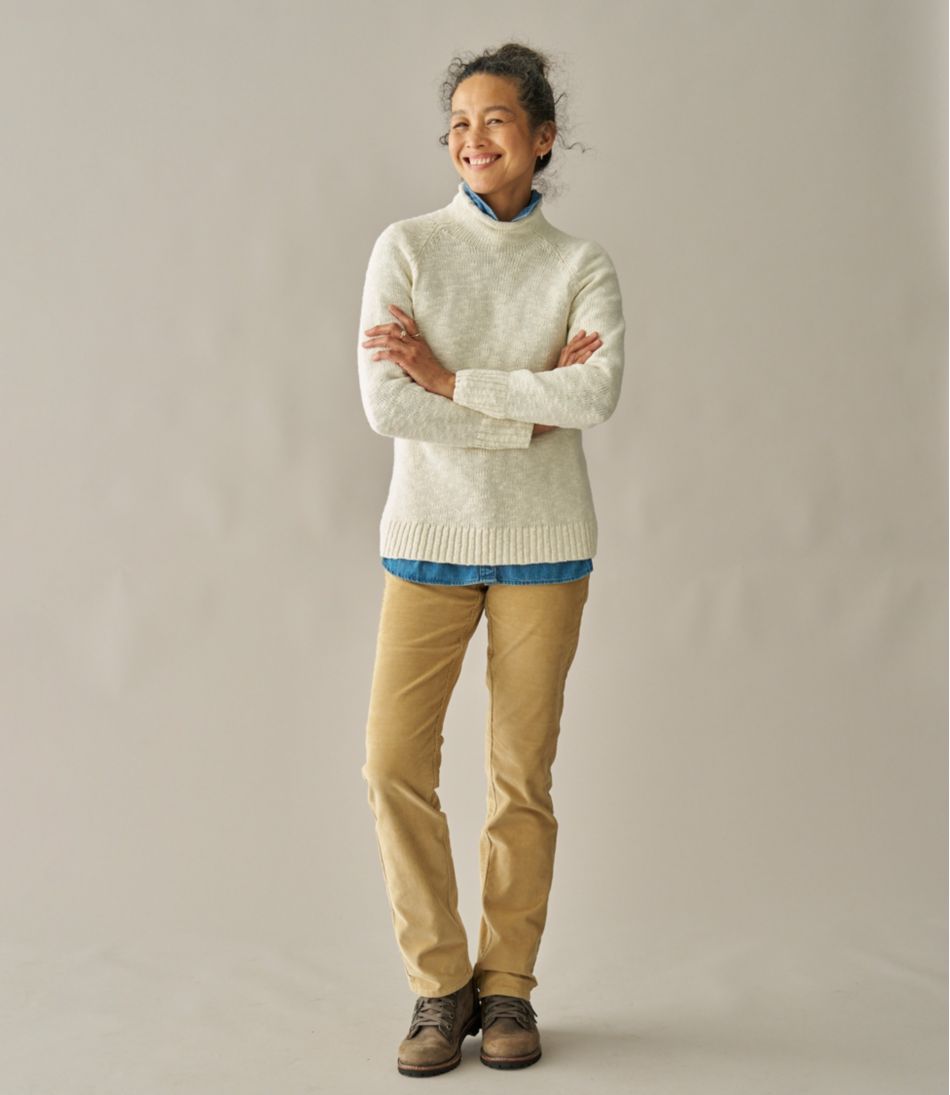 Women's Cotton Ragg Sweater, Funnelneck Pullover