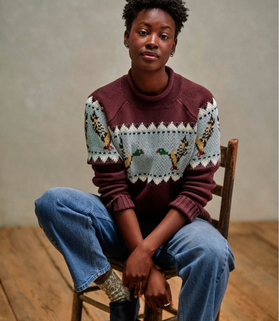 Women's Signature Original Cotton Sweater, Rollneck Novelty