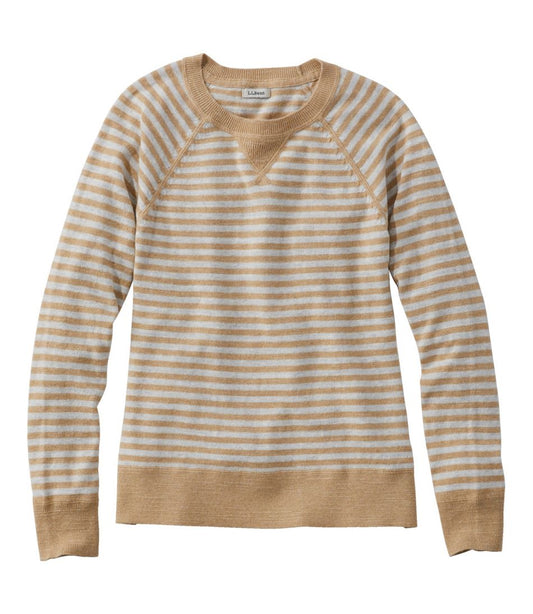 Women's Organic Cotton Slub Sweater, Crewneck Stripe