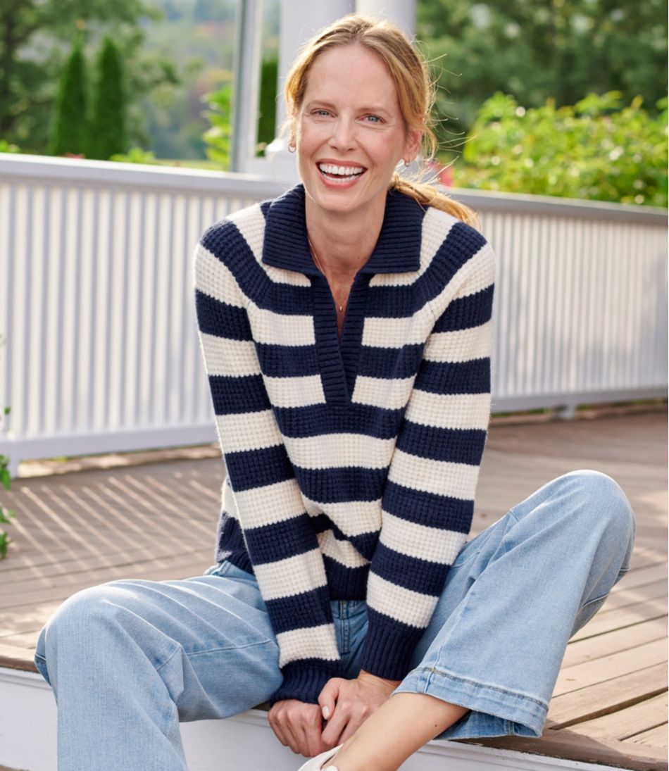 Women's SuperSoft Waffle Sweater, Polo Stripe