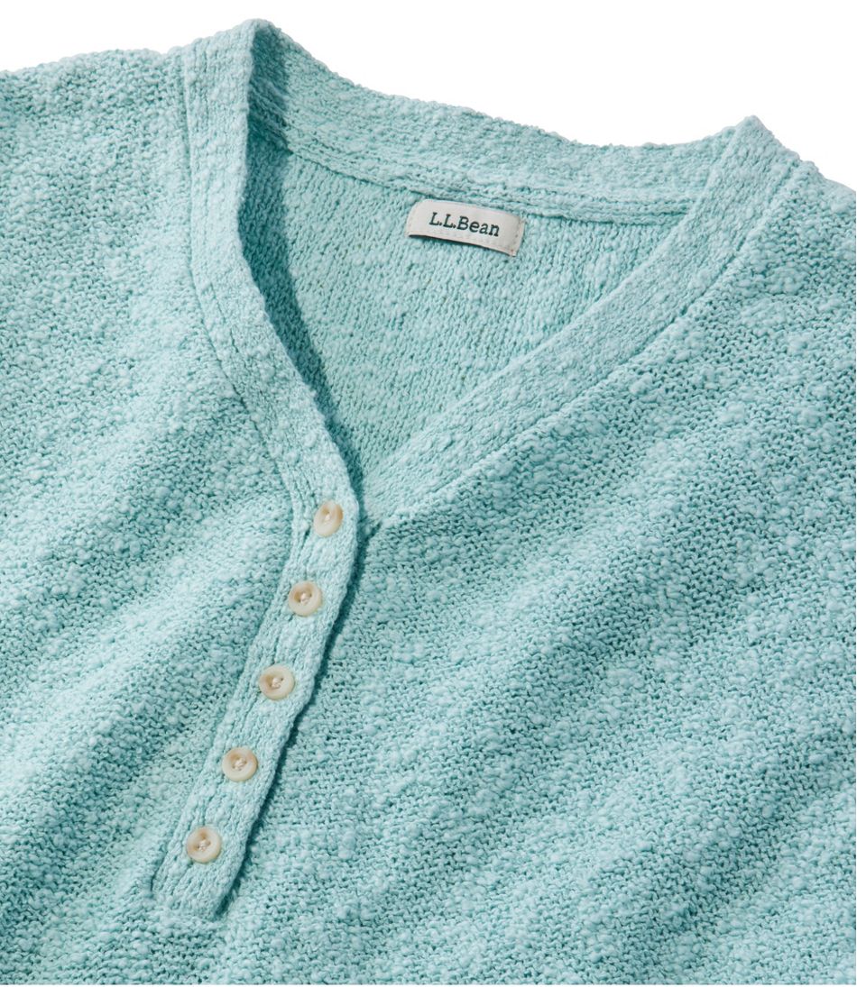 Women's Midweight Cotton Slub Sweater, Henley Short-Sleeve