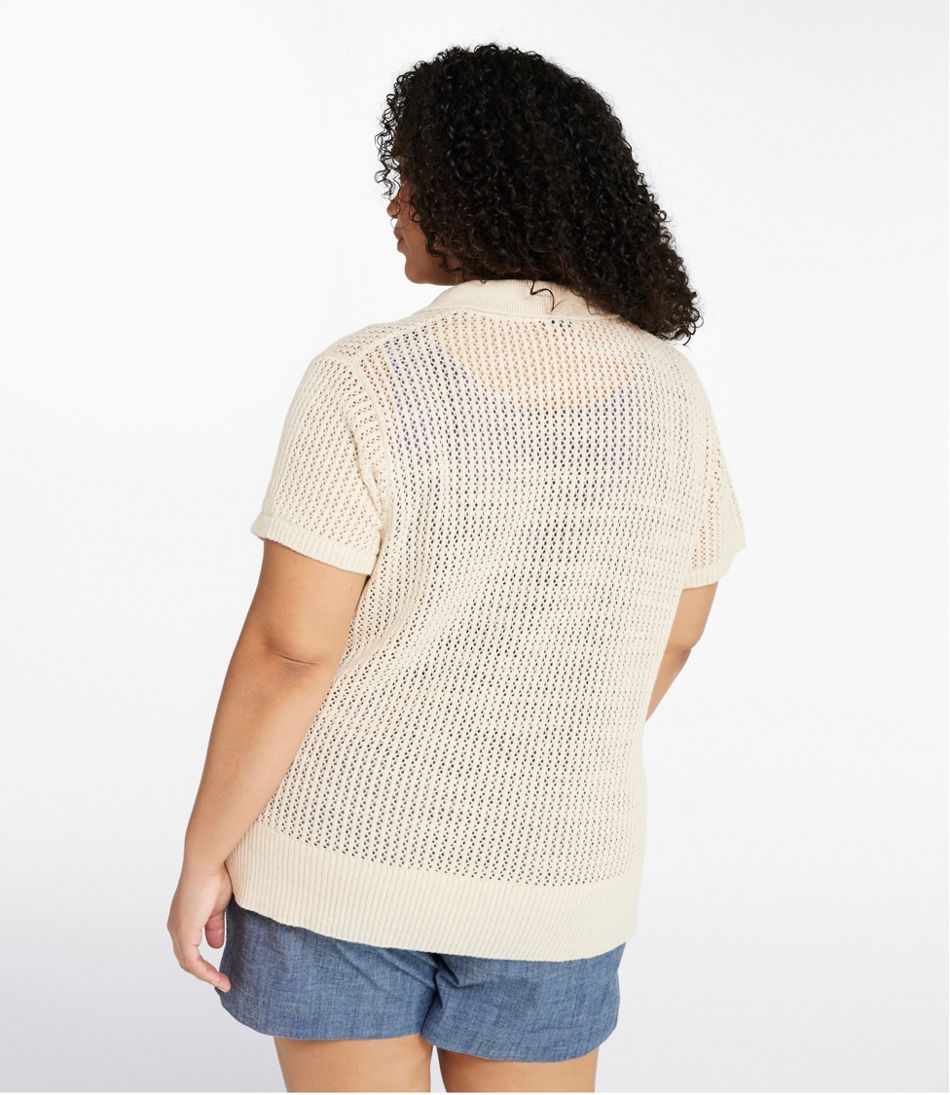 Women's Organic Cotton Slub Pointelle Sweater, Polo