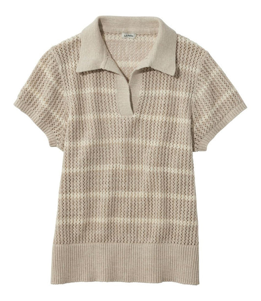 Women's Organic Cotton Slub Pointelle Sweater, Polo