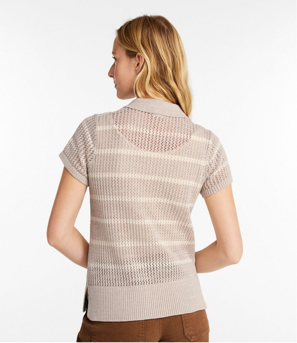 Women's Organic Cotton Slub Pointelle Sweater, Polo
