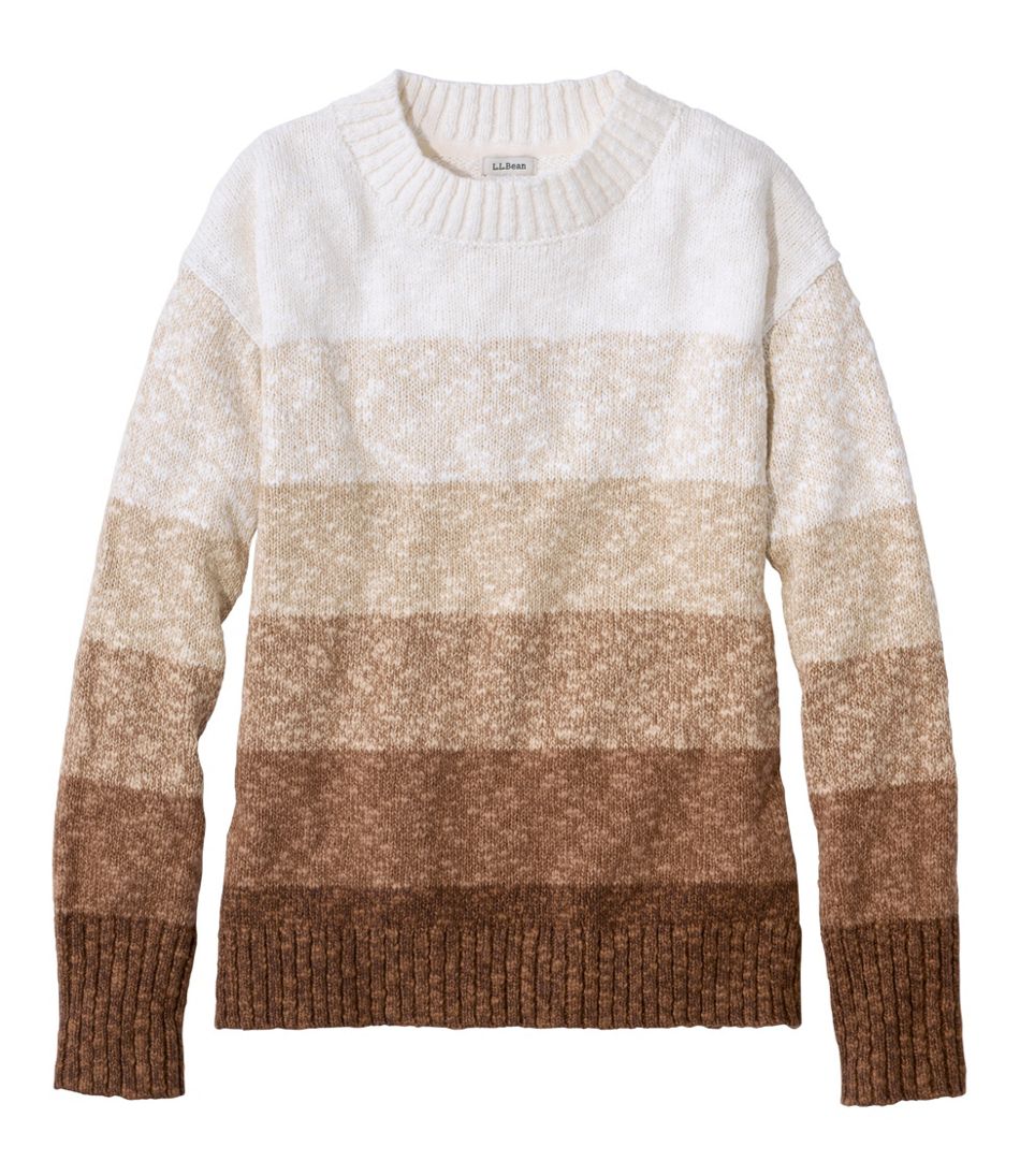 Women's Cotton Ragg Sweater, Crewneck Stripe