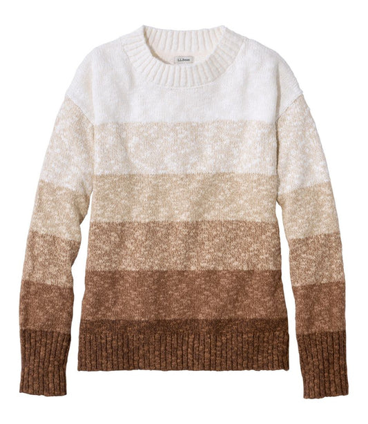 Women's Cotton Ragg Sweater, Crewneck Stripe