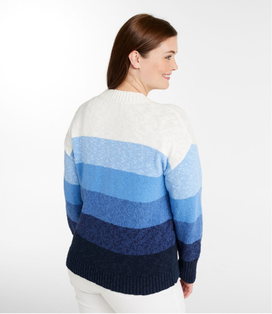 Women's Cotton Ragg Sweater, Crewneck Stripe