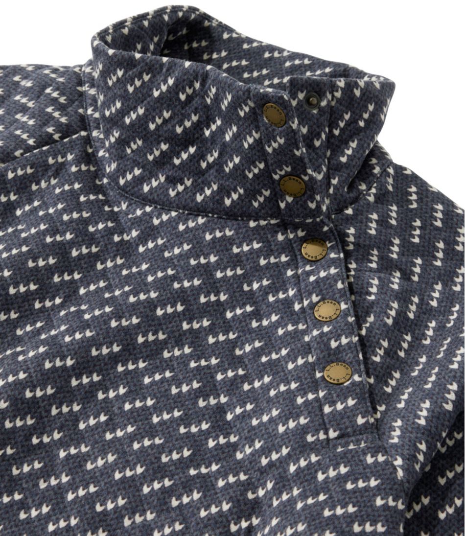 Women's Quilted Sweatshirt, Snapneck Pullover Print