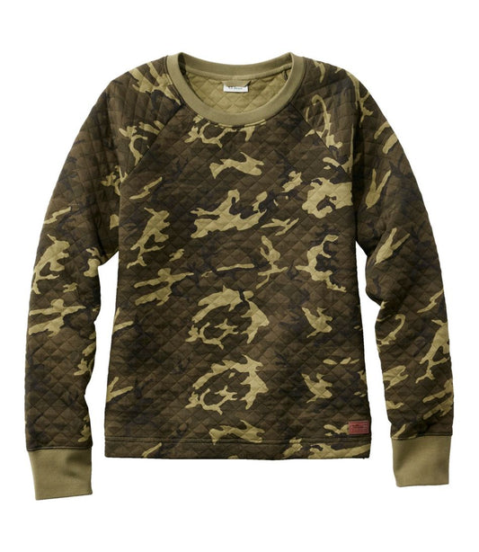 Women's Quilted Sweatshirt, Crewneck Pullover Print