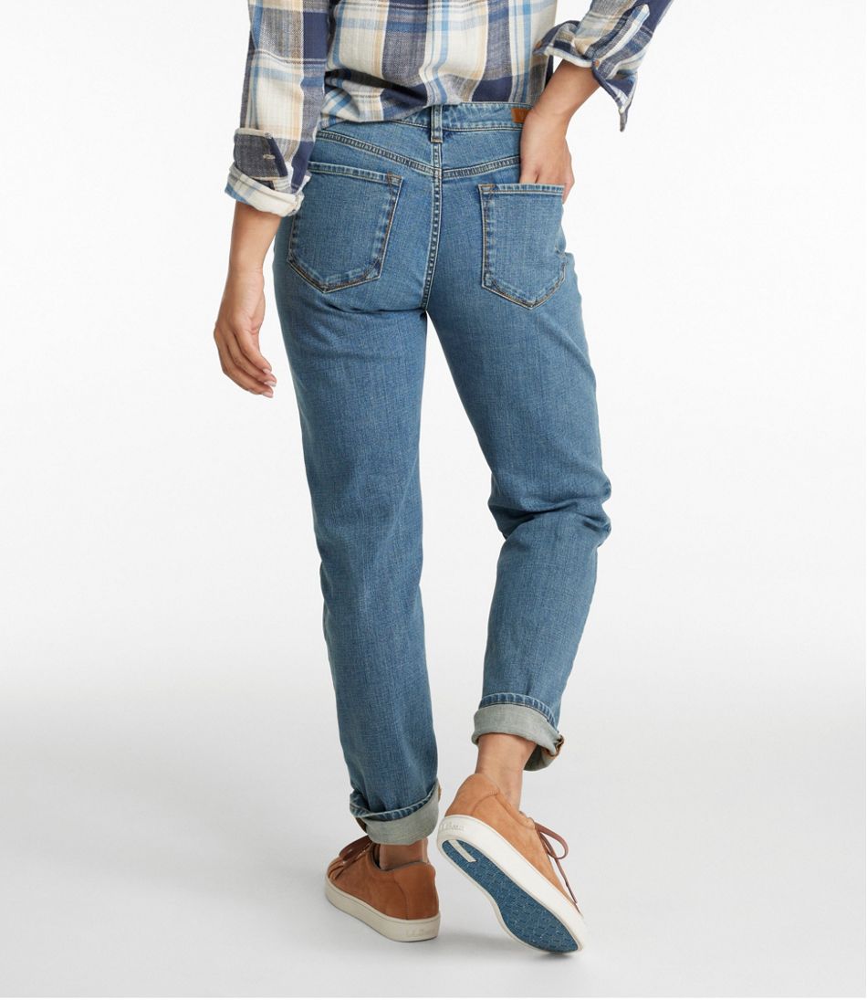 Women's Signature Organic Denim Boyfriend Jeans, Low-Rise Straight-Leg