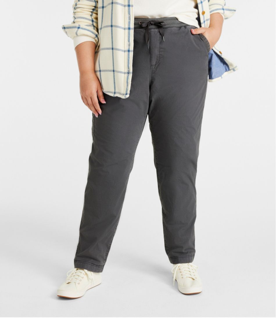 Women's Stretch Ripstop Pull-On Pants, Slim-Leg Fleece-Lined
