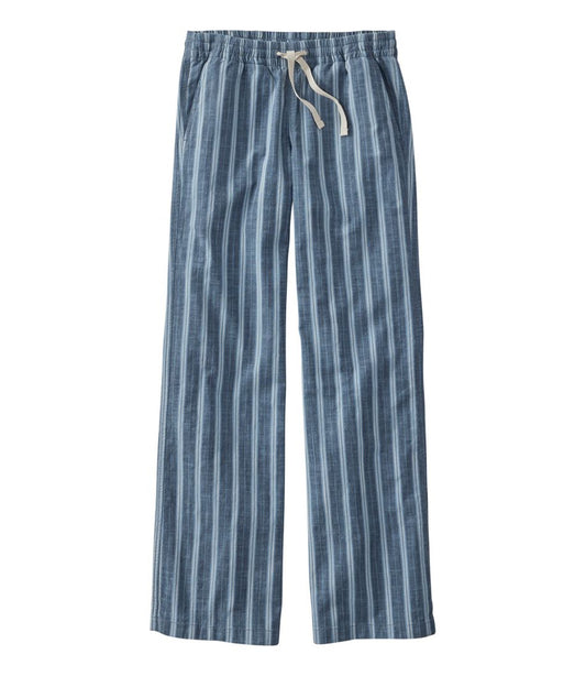 Women's Lakewashed Pull-On Chinos, Mid-Rise Wide-Leg Stripe Chambray