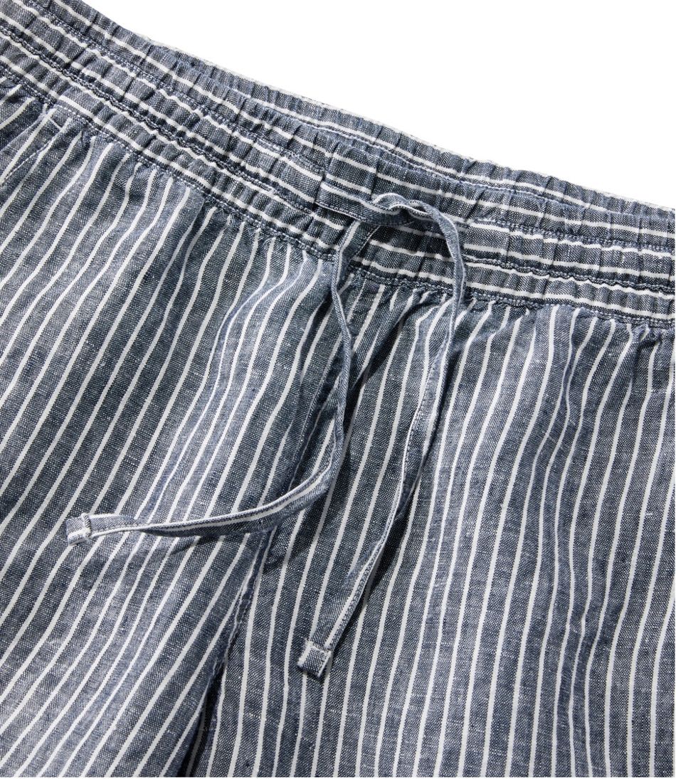 Women's Premium Linen Pull-On Ankle Pants, Mid-Rise Tapered-Leg Stripe