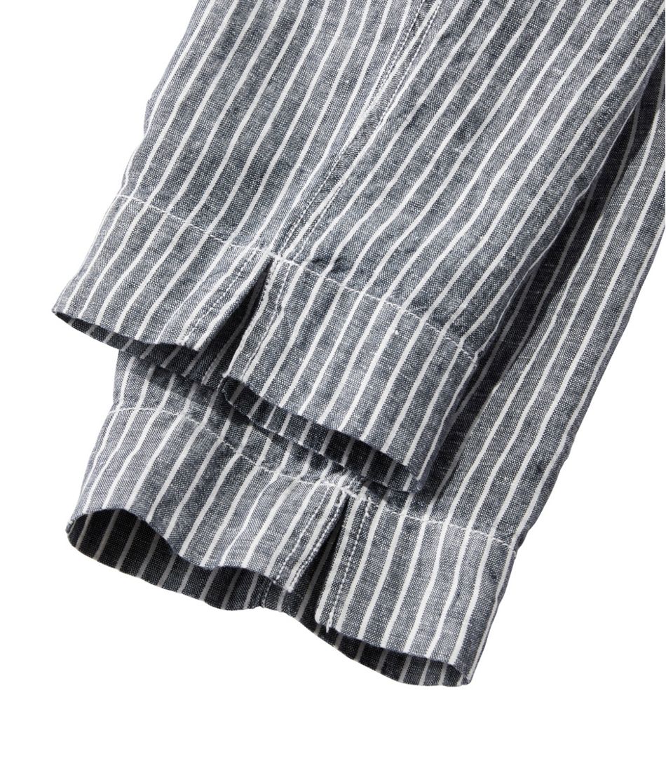 Women's Premium Linen Pull-On Ankle Pants, Mid-Rise Tapered-Leg Stripe