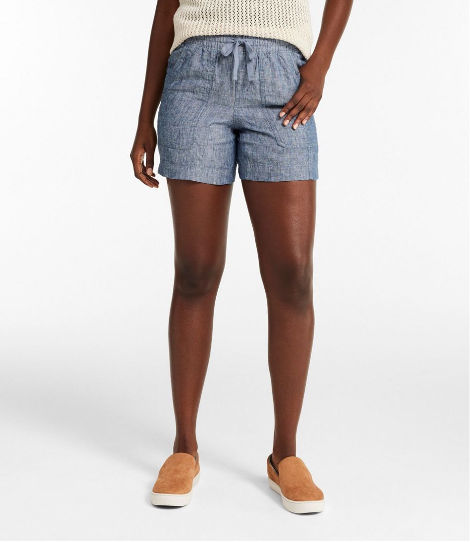 Women's Premium Washable Linen Shorts, Mid-Rise 6"