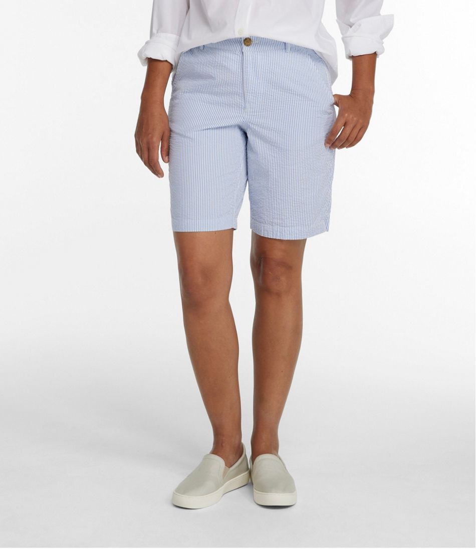 Women's Comfort Stretch Shorts, Seersucker Bermudas 9"