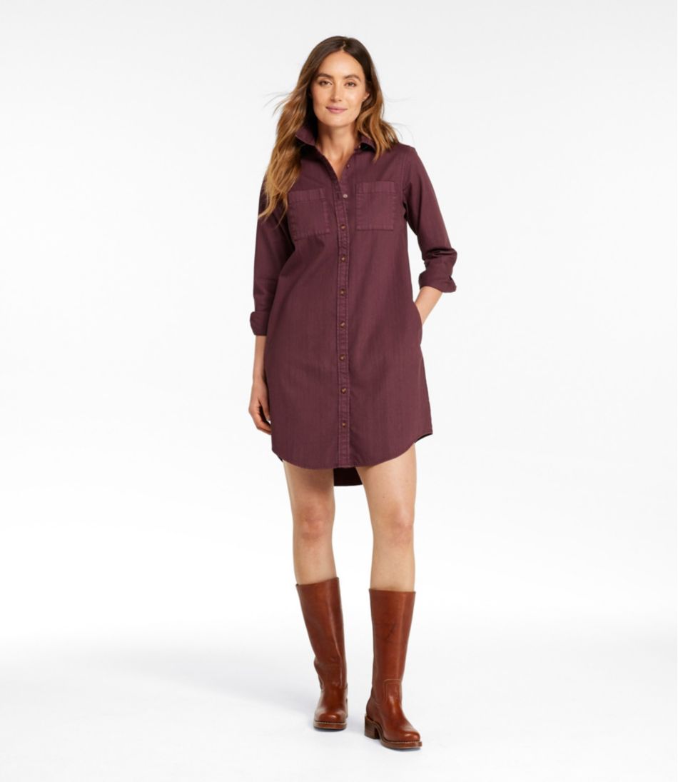 Women's L.L. Bean Heritage Washed Denim Shirt Dress, Garment-Dye