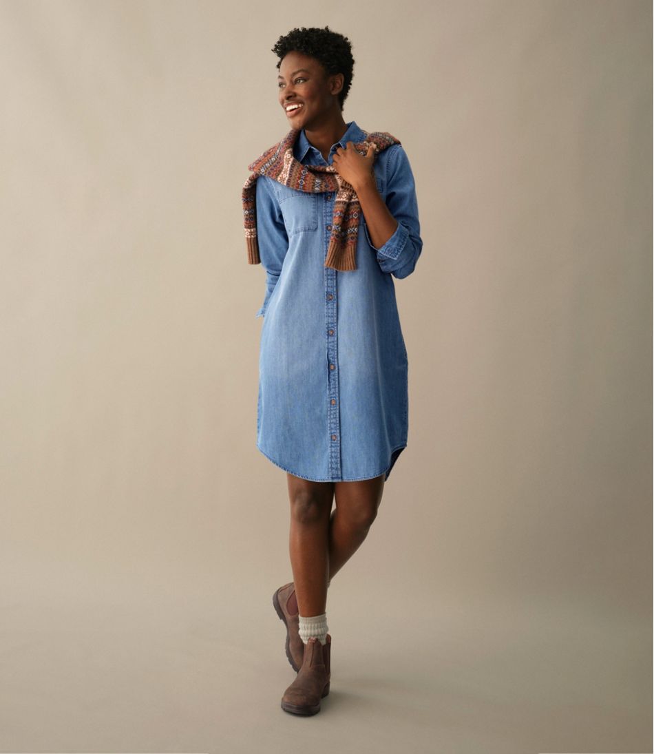 Women's L.L. Bean Heritage Washed Denim Shirt Dress