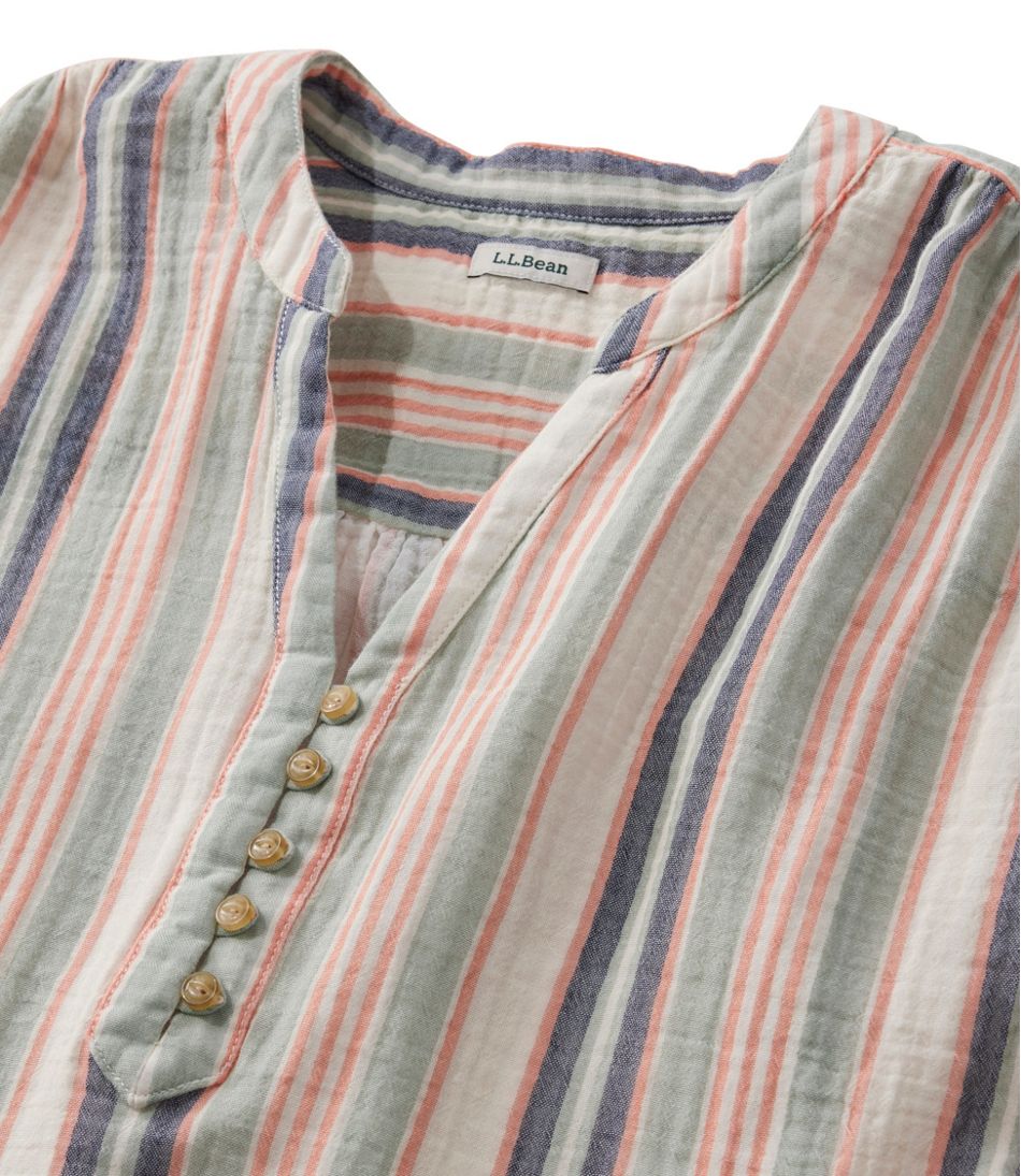 Women's Cloud Gauze Short-Sleeve Shift Dress, Stripe