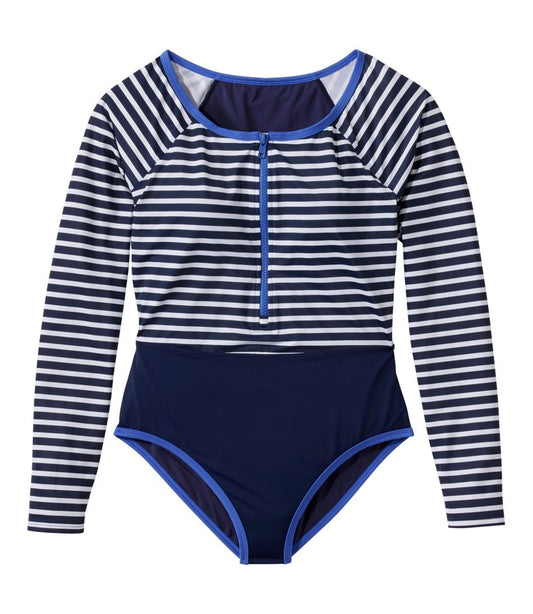 Women's Coastal Essentials Swimwear, Long-Sleeve Tanksuit Print