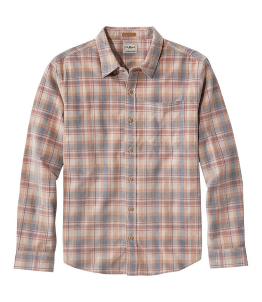 Men's Sunwashed Corduroy Shirt, Slightly Fitted Untucked Fit, Plaid