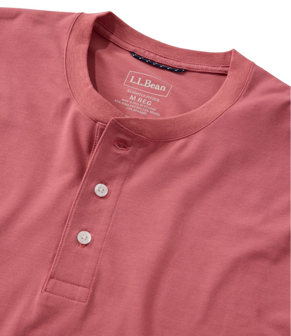 Men's Comfort Stretch Performance® Pima Tee, Long-Sleeve Henley