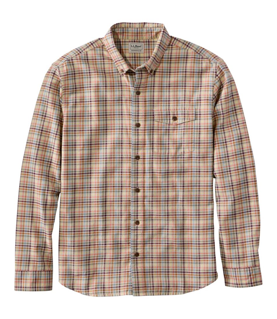 Men's Brushed Jaspé Twill Shirt, Plaid, Traditional Untucked Fit
