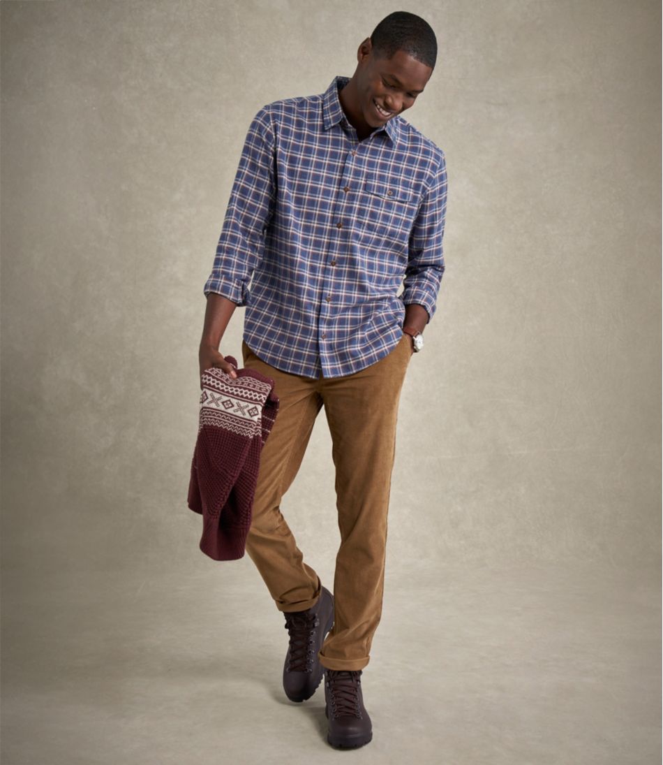 Men's Brushed Jaspé Twill Shirt, Plaid, Traditional Untucked Fit
